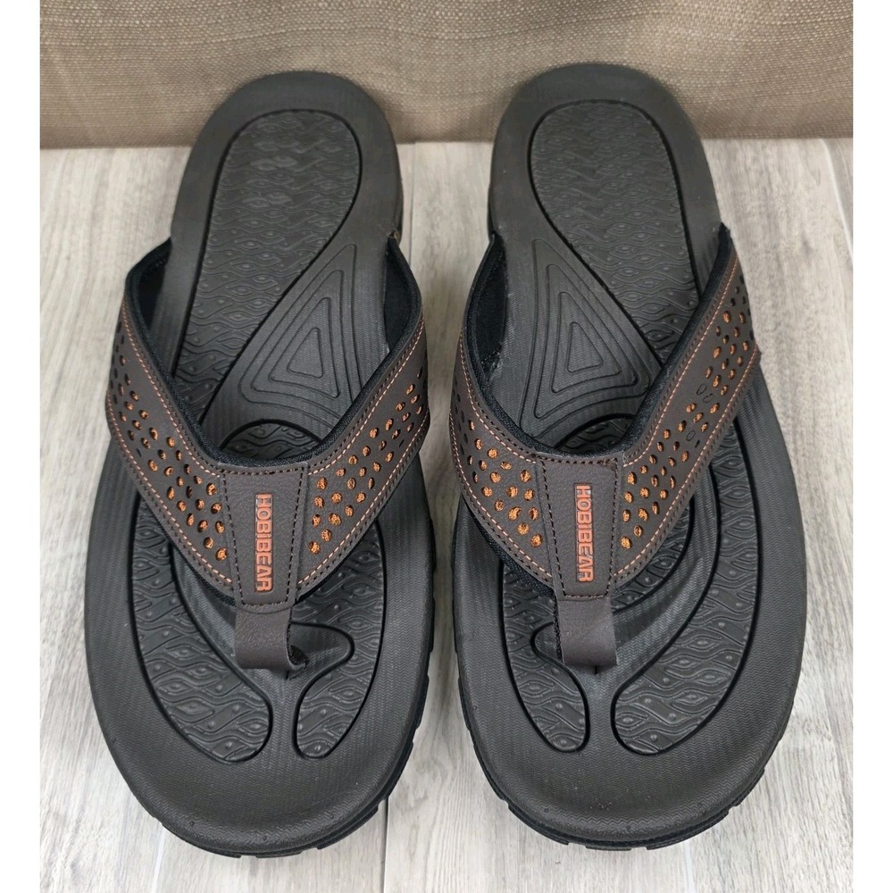 NEW HobiBear Mens EU 46 US 12 Brown Flip Flops Sport Sandals Outdoor Beach Pool
